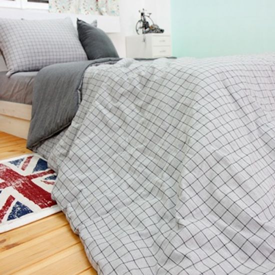 그레이 슬림체크 차렵이불