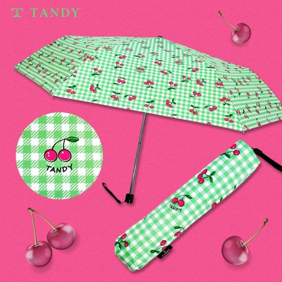 탠디 깅엄체리 3단 초경량 암막 우양산