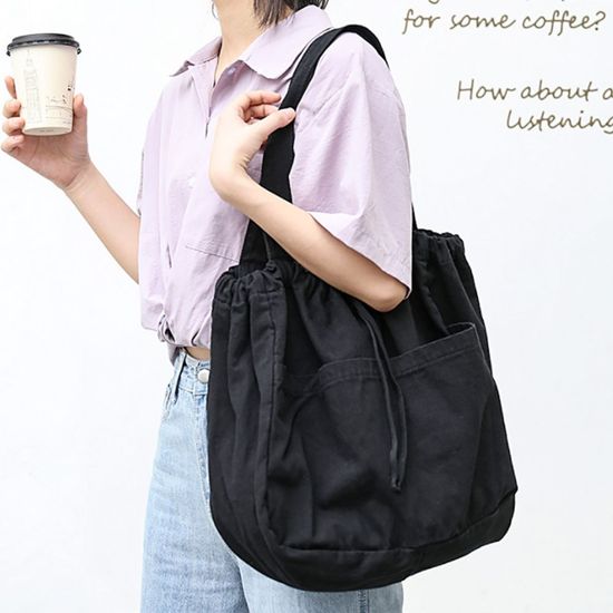 스트링 캔버스 숄더백(블랙) 복조리캔버스백(WBF710F)