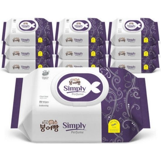 붕어빵 심플리 퍼퓸 물티슈 80매X10팩
