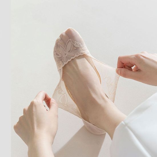 전체 실리콘 면바닥 레이스 덧신(WE10976)