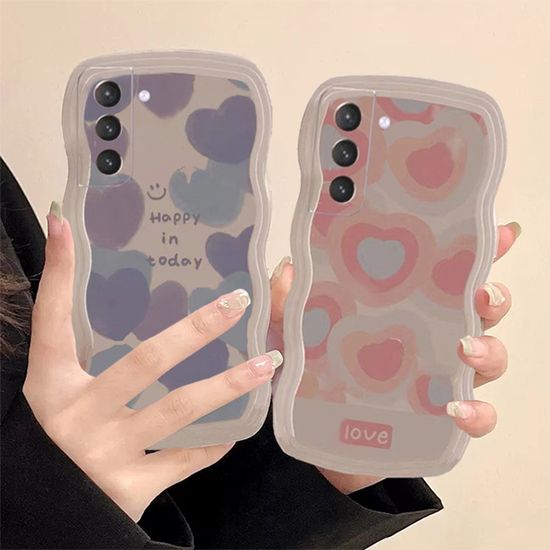 갤럭시 s23 22 21 20 감성 커플 하트 물결 폰 케이스