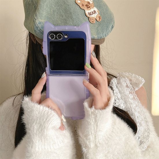 갤럭시 z플립 7 6 5 4 3 고양이귀 캐릭터 투명 케이스