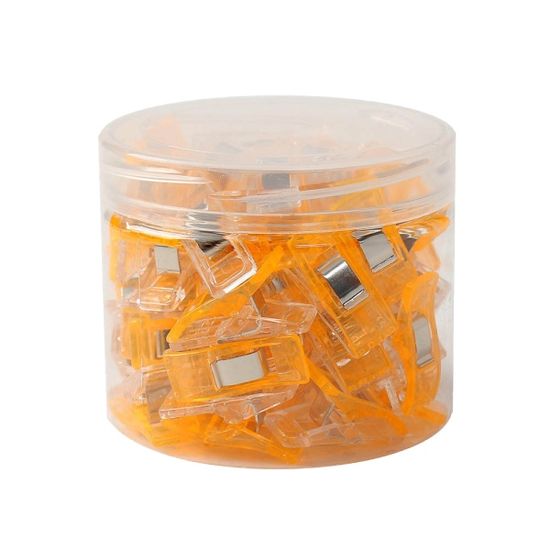 튼튼한 미니 사무용 클립 50p세트 오렌지 칼라 집게