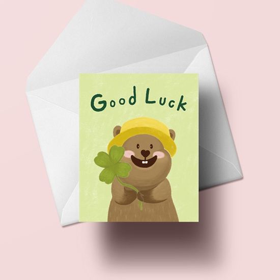 캐릭터카드 YA2307 - QUOKKA GOOD LUCK 캘리그라피