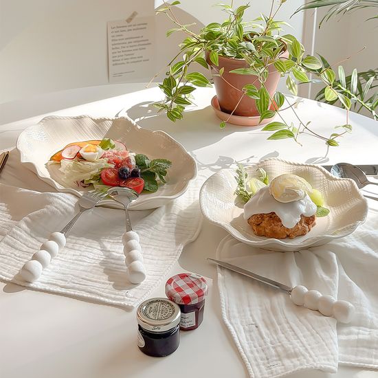 플로라 웨이브 플레이트 S 디저트접시 홈카페 식기