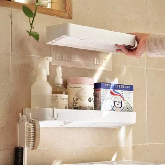 접착식 무타공 욕실 화장실 일자 수납 정리 선반 (대)