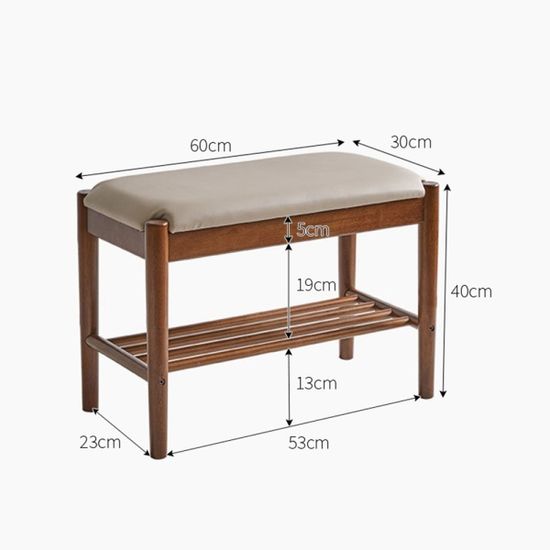 원목 현관 신발장 스툴 (60cm) (브라운)