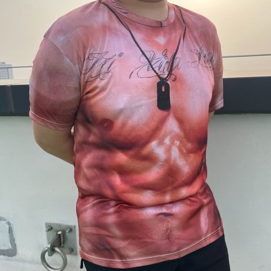 웃긴 근육 티셔츠 반팔 복근 몸짱 문신 재미있는 선물