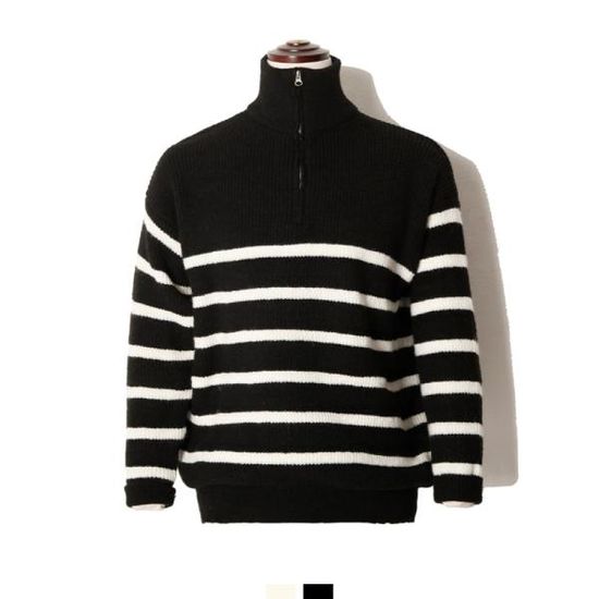 A0523001 남성 스트라이프 하프 집업 니트