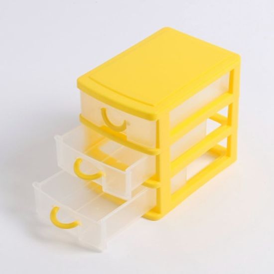 컬러팝 3단 멀티박스(옐로우) / 책상정리 소품정리함