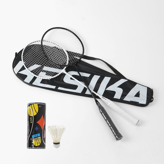 파워히트 배드민턴 라켓 2p세트(블랙+화이트) 셔틀콕