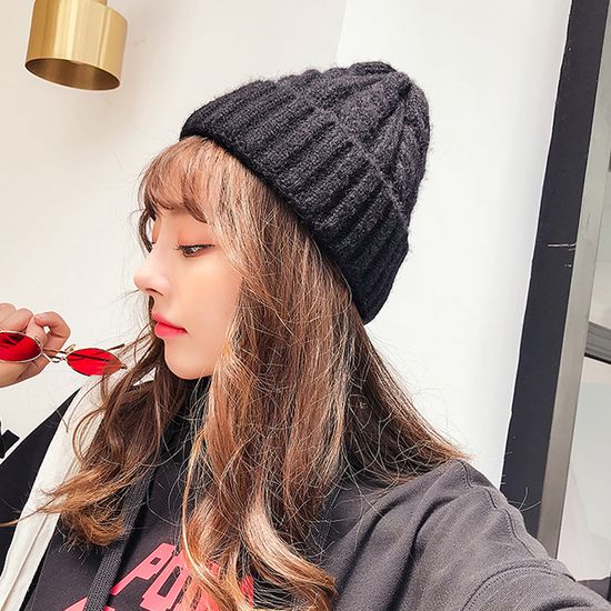 겨울 꽈배기 니트 모자(블랙)