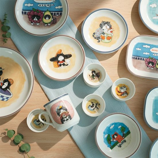 모리네코 귀여운 팝아트 고양이 머그잔 360ml 1+1