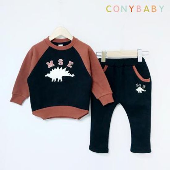 [CONY]공룡블랙 기모맨투맨 상하복세트