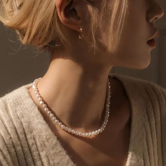 네추럴 쉐입 진주 목걸이 6mm