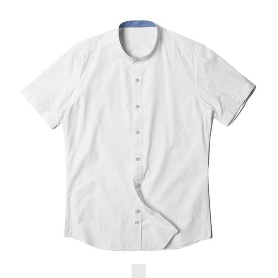 무지 차이나카라 화이트 반팔셔츠