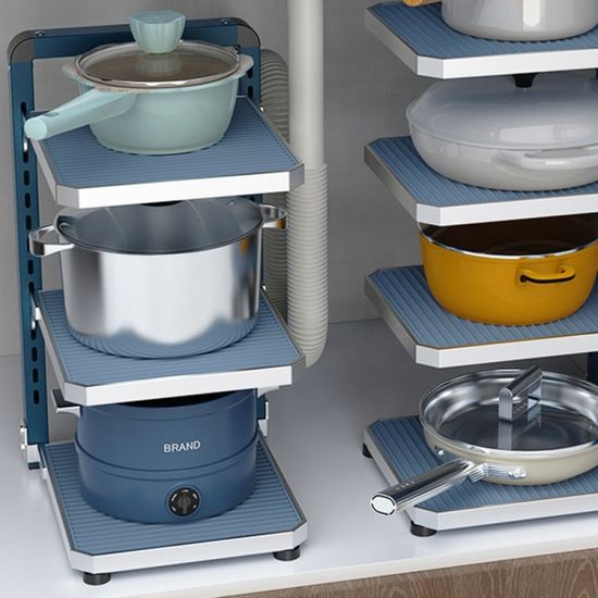 높이조절 프라이팬 냄비 선반(3단) 후라이팬거치대