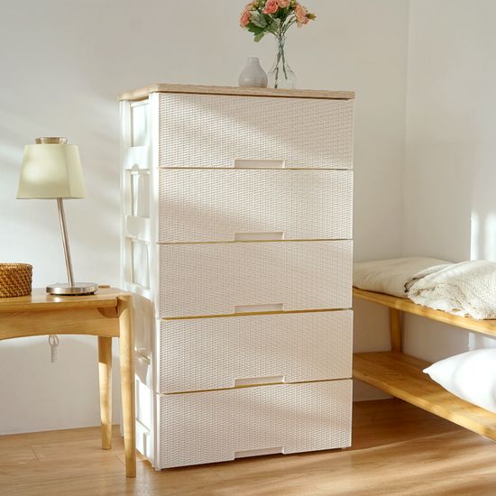 보노하우스 라라 라탄 우드상판 서랍장 2단~6단