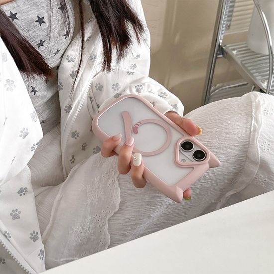 아이폰 맥세이프 호환 고양이귀 꼬리 투명 하드케이스