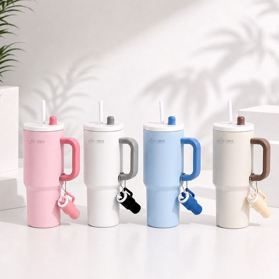 1+1 하이제닉_빨대 스텐 텀블러 750ml_미니키링 포함