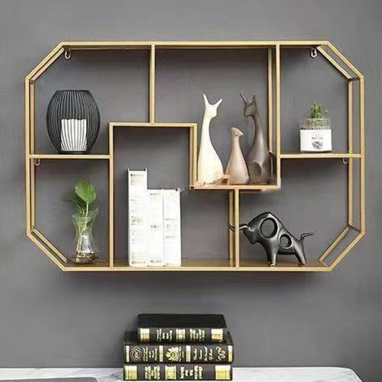 인테리어 스틸 가로 벽 선반 (골드)