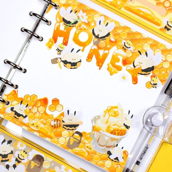 달콤한 꿀벌집 배경  씰 스티커