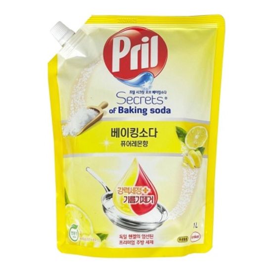 프릴 베이킹소다 퓨어레몬향 주방세제 리필 1L - O