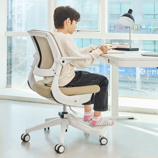 어린이 학생 의자 피치트렌디 헤이체어 화이트 회전