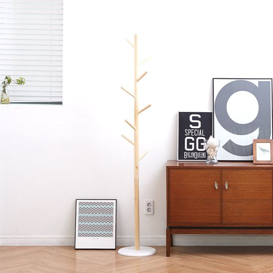 내추럴&화이트 원목 스탠드 옷걸이