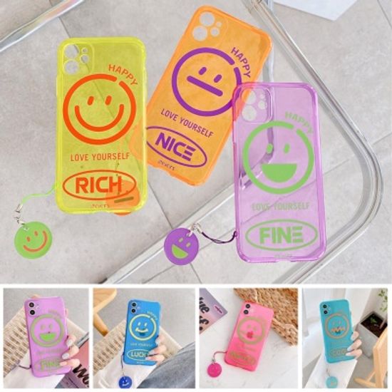아이폰xr xs max x 스마일 형광 컬러 젤리케이스/키링