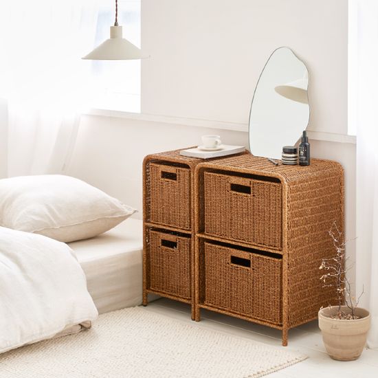 PP라탄 2단 수납장 슬림