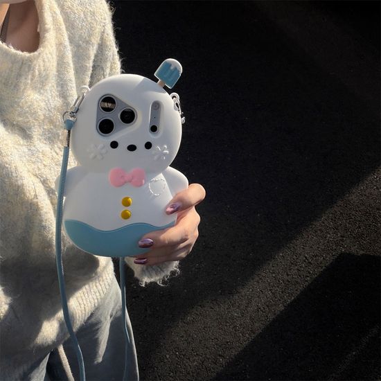 아이폰 17 16 15 14 13 눈사람 인형 스트랩 폰 케이스