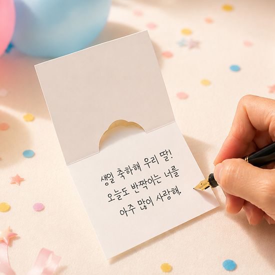 캘리엠 팝업카드 25매 (생일) 떡메모지 축하 선물