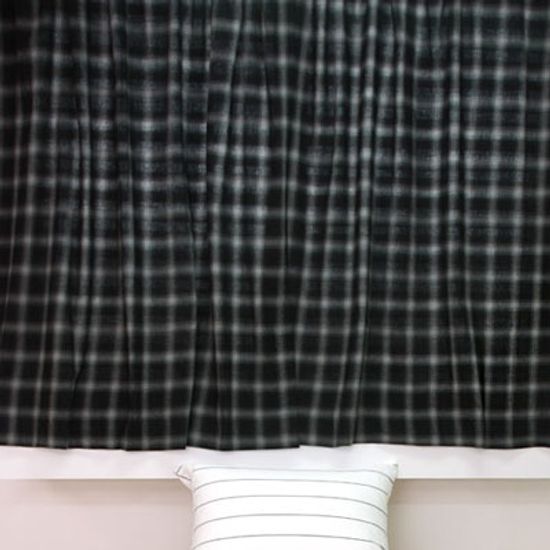 블랙 기모 쉐딩체크 암막커튼-그레이