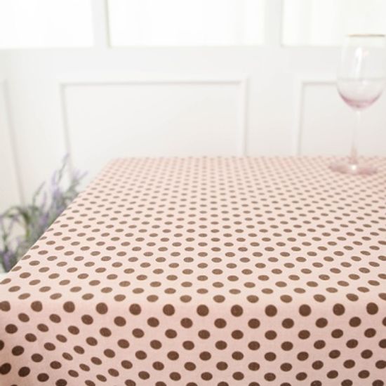 핑크 레트로 도트 면린넨 식탁보 테이블매트