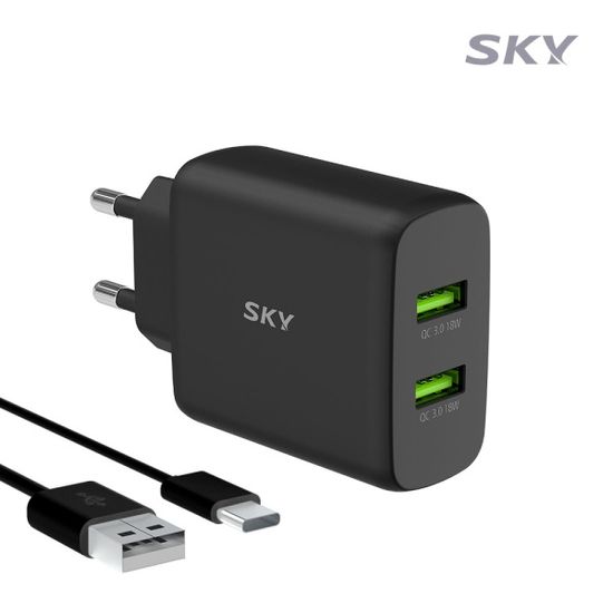 스카이 필 36W USB 듀얼 고속 충전기+케이블 Q2S