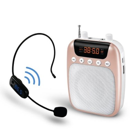 휴대용 무선마이크 스피커 / FM라디오 (핑크) LCWW327