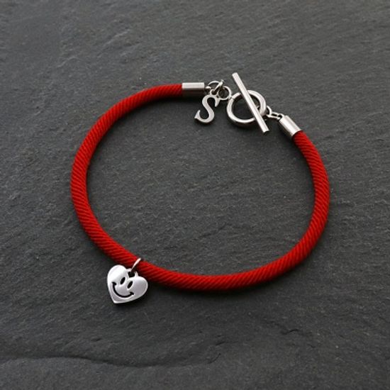 [커플추천] 써지컬 하트 스마일 이니셜 패브릭 팔찌