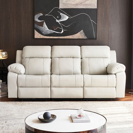 3인용 소가죽 리클라이너 소파