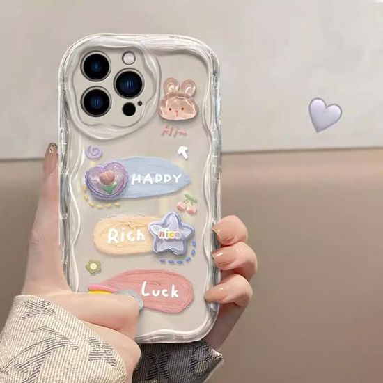 갤럭시S 23 22 21 토끼 레진 캐릭터 데코 물결 케이스