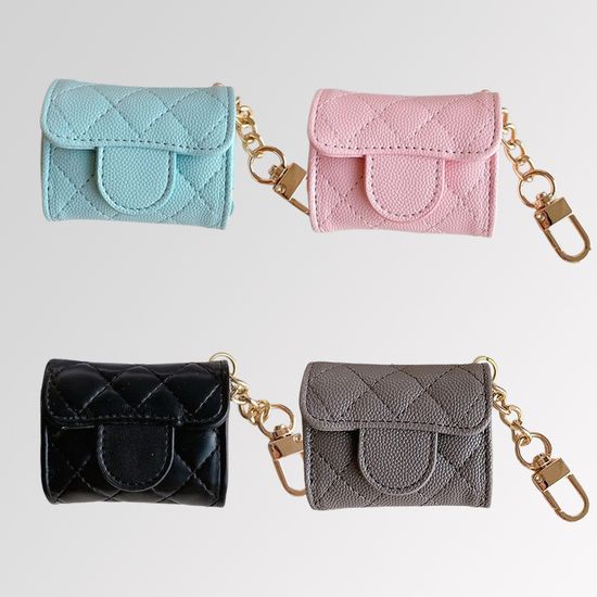 에어팟 3 4 프로 2 1 케이스 퀼팅 가죽 파우치 키링