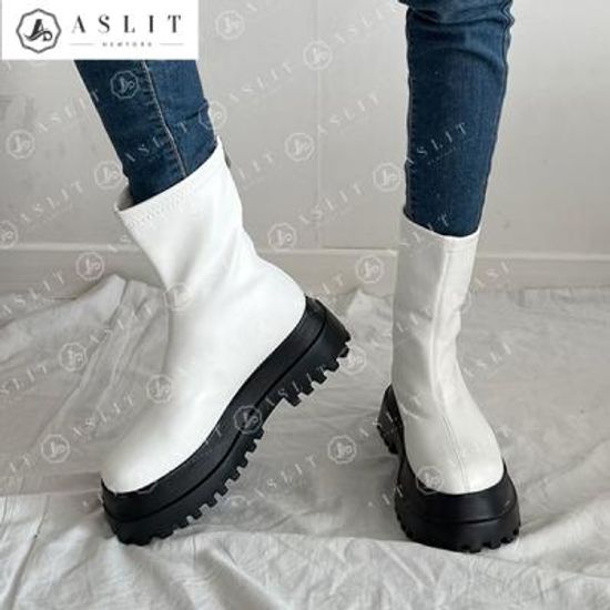 [애슬릿]여성 겨울 기모 안감 통굽 워커 앵클 부츠