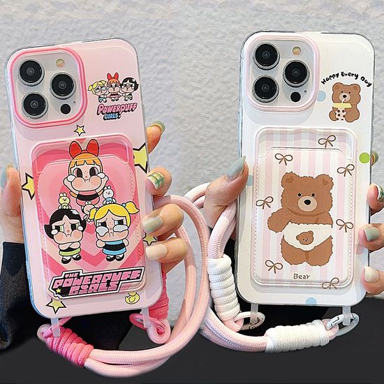 갤럭시 s24 s23 + 울트라 캐릭터 카드 스트랩 케이스