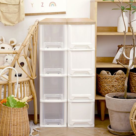 어반 우드상판 슬림 서랍장 4단 틈새 수납장 정리함