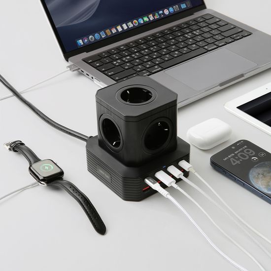 고용량 100W 초고속 PD충전기 큐브멀티탭 콘센트 2M