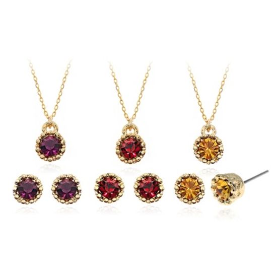 [선물포장] 크라운 탄생석 목걸이+ 귀걸이 SET(12종