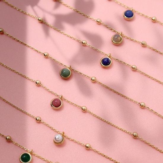 [선물포장] 천연원석 탄생석 볼 체인 팔찌