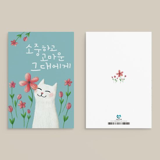 소중하고 고마운 그대에게 고양이카드 캘리그라피