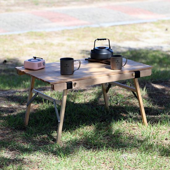[캠핑덕] 애쉬 우드 롤테이블 캠핑 테이블 대형